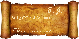 Bolgár János névjegykártya